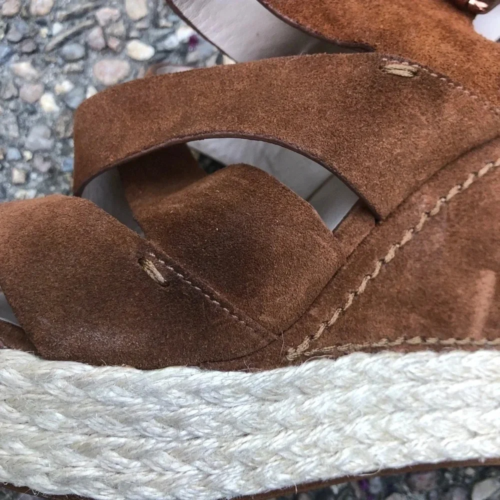 Kors Michael Kors Brown Suede Platform Espadrille Wedge Sandals Size 8.5 M